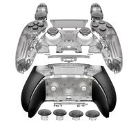 eXtremeRate Beyond-ARC Full Set Shell Buttons Compatible with p s 5 Edge Controller, Non-Slip Rubberized Grip Back Plate, Faceplate, Decorative Clip Shell, 6-in-1 Swappable Thumbsticks - Clear Black