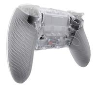 eXtremeRate Beyond-ARC Repair Front Back Cover & Bottom Shell Kit Compatible with p-s5 Edge Controller with Rubberized Grip, Replacement Front Back Decorative Trim Shell Rear Plates - Clear & Gray