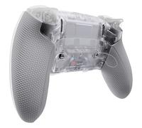 eXtremeRate Beyond-ARC Rubberized Grip Front Back Cover & Shell Kit Compatible with p s 5 Edge Controller, Replacement Repair Front Bottom Decorative Trim Shell Rear Plates - Clear & Gray