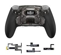 eXtremeRate BEYOND Back Paddles Kit for PS5 Edge Controller, OLED Display, Redesigned Ergonomic Rubberized Grips Bottom Shell, Remappable 4 Back Buttons Set for PS5 Edge Controller - Clear & Black