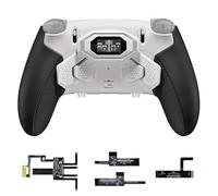 eXtremeRate BEYOND Back Paddles Kit for PS5 Edge Controller, OLED Display, Redesigned Ergonomic Rubberized Grips Bottom Shell, Remappable 4 Back Buttons Set for PS5 Edge Controller - White & Black