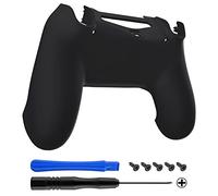 eXtremeRate Black Bottom Shell, Soft Touch Back Housing Case Cover, Game Improvement Replacement Parts for Playstation 4 PS4 Slim Pro Controller JDM-040, JDM-050 and JDM-055