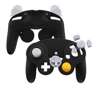 eXtremeRate Black Faceplate Backplate for Nintendo GameCube Controller, Soft Touch Grip Replacement Housing Shell Cover with Buttons - Controller NOT Included