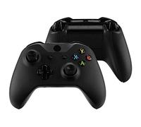 eXtremeRate Black Luxury PU Leather Top Shell Front Housing Faceplate Replacement Parts with Side Rails Panel for Xbox One X & One S Controller (Model 1708)