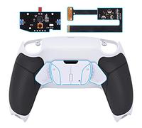 eXtremeRate Black Rubberized Grip Programable RISE4 Remap Kit for ps5 Controller BDM 010 & BDM 020, Upgrade Board & Redesigned White Back Shell & 4 White Back Buttons for ps5 Controller
