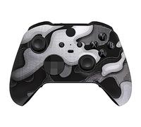 eXtremeRate Black White Camouflage Replacement Faceplate Cover for Xbox One Elite Controller Series 2 (Model 1797) Soft Touch Front Housing Shell & Accent Rings for Xbox Elite Series 2 Core Controller