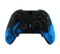eXtremeRate Blue Flame Patterned Faceplate Cover, Soft Touch Front Housing Shell Case Replacement Kit for Xbox One Elite Series 2 Controller Model 1797 - Accent Rings Included