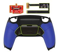 eXtremeRate Blue Real Metal Buttons (RMB) Version Rise 2.0 Remap Kit for ps5 Controller BDM-010 BDM-020 with Black Rubberized Grip Back Shell, Programable Back Buttons Attachment - Without Controller