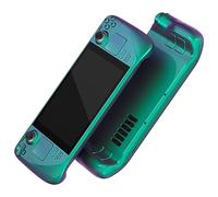 eXtremeRate Chameleon Green Purple Custom Faceplate Back Plate Shell for Steam Deck LCD, Handheld Console Replacement Housing Case, DIY Full Set Shell Buttons for Steam Deck Console - Console Without