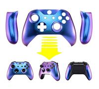 eXtremeRate Chameleon Purple and Blue Top Shell Front Housing Faceplate Replacement Parts with Side Rails Panel for Xbox One S & Xbox One X Controller Model 1708