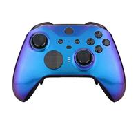 eXtremeRate Chameleon Purple Blue Faceplate Cover, Glossy Front Housing Shell Case DIY Replacement Kit for Xbox One Elite Series 2 Game Controller Model 1797 - Thumbstick Accent Rings Included