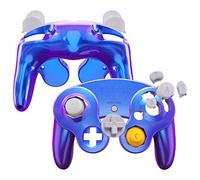 eXtremeRate Chameleon Purple Blue Glossy Faceplate Backplate for Nintendo GameCube Controller, Replacement Housing Shell Cover with Buttons for Nintendo GameCube Controller - Controller NOT Included