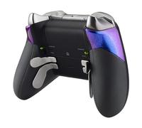 eXtremeRate Chemeleon Purple Blue Rubberized Right Left Side Rails, Replacement Rear Handle Grips, Back Panels Faceplates Kits for Xbox One Elite Controller (Model 1698)