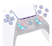 eXtremeRate Cherry Blossoms Pink Classical Symbols D-pad Thumbstick Share Option Home Face Buttons DTF LED Kit & Touchpad LED Lightbar Stickers for PS5 Controller BDM-030 BDM-040 BDM-050