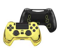 eXtremeRate Chrome Gold Decade Tournament Controller (DTC) Upgrade Kit for ps4 Controller JDM-040/050/055, Upgrade Board & Ergonomic Shell & Back Buttons & Trigger Stops - Controller NOT Included