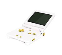 eXtremeRate Chrome Gold Glossy Custom Full Set Buttons for Gameboy Advance SP, Replacement A B L R Button Power On Off Volume Button D-pad Key for GBA SP Console - Console NOT Included