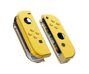 eXtremeRate Chrome Gold Joy con Handheld Controller Housing with Full Set Buttons, DIY Replacement Shell Case for Nintendo Switch Joycon & Switch OLED Joy con Console Shell NOT Included