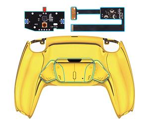 eXtremeRate Chrome Gold Programable RISE4 Remap Kit for ps5 Controller BDM-010 BDM-020, Upgrade Board & Redesigned Back Shell & 4 Back Buttons - Controller NOT Included