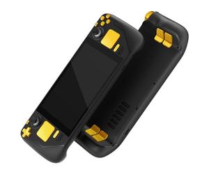 eXtremeRate Chrome Gold Replacement Full Set Buttons for Steam Deck, Custom ABXY D-pad Trackpad Bumpers Triggers Buttons and Screwdriver Tools for Steam Deck Handheld Console - Console NOT Included