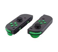 eXtremeRate Chrome Green Glossy Replacement ABXY Direction Keys SR SL L R ZR ZL Trigger Buttons Springs, Full Set Buttons Fix Kits with Tools for Nintendo Switch Joycon & Switch OLED Joy con