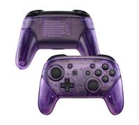 eXtremeRate Clear Atomic Purple Faceplate Backplate Handles for Nintendo Switch Pro Controller, DIY Replacement Grip Housing Shell Cover for Nintendo Switch Pro - Controller NOT Included