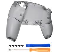 eXtremeRate Clear Black Custom Back Case Bottom Shell Compatible with PS5 Controller Replacement Back Cover Compatible with PS5 Controller