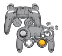 eXtremeRate Clear Black Faceplate Backplate for Nintendo GameCube Controller, Custom DIY Replacement Housing Shell Cover with Buttons for Nintendo GameCube Controller - Controller NOT Included
