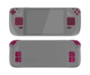 eXtremeRate Clear Candy Pink Replacement Full Set Buttons for Steam Deck, DIY Custom ABXY D-pad Trackpad Bumpers Triggers Buttons Screwdriver Tool for Steam Deck LCD Handheld Console - Console Without