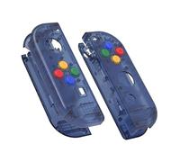 eXtremeRate Clear Deep Ocean Blue Joycon Handheld Controller Housing with Colorful Buttons, DIY Replacement Shell Case for Nintendo Switch & Switch OLED Model Joy-Con - Controller NOT Included