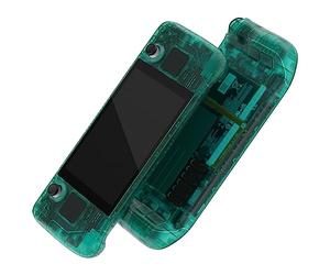 eXtremeRate Clear Emerald Green Custom Faceplate Back Plate for Steam Deck LCD, Handheld Console Replacement Housing Case, DIY Full Set Shell with Buttons for Steam Deck Console - Console NOT Included