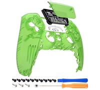 eXtremeRate Clear Green Touchpad Front Housing Shell Compatible with ps5 Controller BDM-010 BDM-020 BDM-030 BDM-040, DIY Replacement Shell Custom Touch Pad Cover Compatible with ps5 Controller