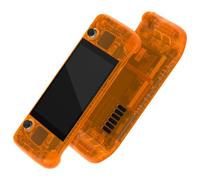 eXtremeRate Clear Orange Custom Faceplate Back Plate Shell for Steam Deck LCD, Handheld Console Replacement Housing Case, DIY Full Set Shell with Buttons for Steam Deck Console - Console NOT Included