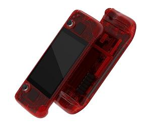 eXtremeRate Clear Red Custom Faceplate Back Plate Shell for Steam Deck LCD, Handheld Console Replacement Housing Case, DIY Full Set Shell with Buttons for Steam Deck Console - Console NOT Included
