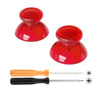 eXtremeRate Clear Red Replacement 3D Joystick Thumbsticks, Analog Thumb Sticks with Cross Screwdriver for Nintendo Switch Pro Controller - Controller Without