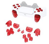 eXtremeRate Clear Red Replacement Face Buttons for ps5 Controller BDM-010 BDM-020, Custom Full Set Buttons Repair Kits with Tools for ps5 Controller - Controller NOT Included
