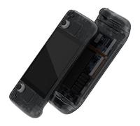 eXtremeRate Clear Slate Black Custom Faceplate Back Plate Shell for Steam Deck LCD, Handheld Console Replacement Housing Case, DIY Full Set Shell Buttons for Steam Deck Console - Console NOT Included