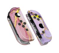 eXtremeRate Cosmic Pink Gold Marble Effect Joy con Handheld Controller Housing with Buttons, DIY Replacement Shell Case for Nintendo Switch Joycon & Switch OLED Joy con