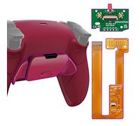 eXtremeRate Cosmic Red Rubberized Grip Programable RISE Remap Kit for ps5 Controller BDM-030 040 050, Upgrade Board & Black Back Shell & Back Buttons - Controller NOT Included