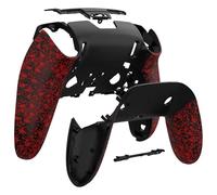 eXtremeRate Custom Back Housing Bottom Shell Compatible with p s 5 Edge Controller, Non-Slip 3D Splashing Cover, Game Improvement DIY Replacement Back Case & Clip Shell - Textured Red