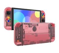 eXtremeRate Custom Full Set Shell for Nintendo Switch OLED, DIY Replacement Console Back Plate, NS Joycon Handheld Controller Housing with Colorful Buttons for Nintendo Switch OLED - Cherry Pink