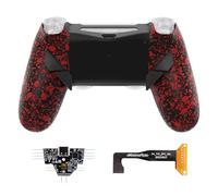 eXtremeRate Dawn Type-C Version Remap Kit for PS4 Slim Pro Controller JDM-040/050/055 with 6 Customizable Mapping Profiles, Textured Red Redesigned Back Shell and 4 Back Buttons - Without Controller