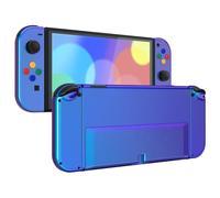 eXtremeRate DIY Full Set Shell Buttons for Nintendo Switch OLED, Chameleon Purple Blue Replacement Console Back Plate & Kickstand, Custom Case Housing for Nintendo Switch OLED JoyCon [Control Without]
