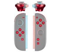 eXtremeRate DIY Replacement Full Set Buttons for Joycon 2, Custom ABXY Direction Keys Dpad + - C Home Capture Release L R ZR ZL Trigger Buttons for Nintendo Switch 2 Controller - Chrome Red