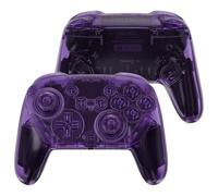 eXtremeRate DIY Replacement Full Set Shell Buttons for Nintendo Switch 2 Pro Controller, Custom Faceplate Rear Bottom Cover with Thumbsticks ABXY Dpad ZLZR for Switch 2 Pro - Clear Atomic Purple