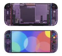 eXtremeRate DIY Replacement Shell Buttons (D-Pad Ver) for Nintendo Switch 2, Clear Atomic Purple Full Set Rear Back Plate Controller Housing Buttons for Switch 2 Console & Joycon 2 - Essence Version