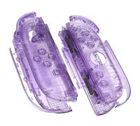 eXtremeRate DIY Replacement Shell Buttons for Joycon 2, Custom Full Housing Case + Decorative Strips + Middle Bracket + Buttons for Nintendo Switch 2 Controller - Deluxe Version - Clear Atomic Purple