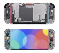 eXtremeRate DIY Replacement Shell Buttons for Nintendo Switch 2, Custom Console Rear Back Plate + Controller Faceplate with Decorative Strips ABXY Direction Keys for Joycon 2 - Essence Version - Clear
