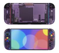 eXtremeRate DIY Replacement Shell Buttons for Nintendo Switch 2, Custom Console Rear Back Plate + Faceplate with Decorative Strips Direction Keys for Joycon 2 - Essence Version - Clear Atomic Purple