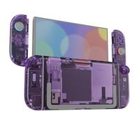 eXtremeRate DIY Replacement Shell Buttons for Nintendo Switch 2, Full Set Rear Back Plate Controller Housing with Button for Switch 2 Handheld Console & Joycon 2 - Deluxe Version - Clear Atomic Purple