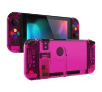eXtremeRate DIY Replacement Shell Buttons for Nintendo Switch, Back Plate for Switch Console, Housing with Colorful Buttons for Joycon Handheld Controller - Clear Candy Pink [No Electronics Parts]